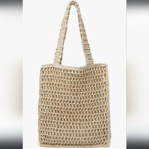 New! Cream Woven Straw Tote Bag Purse Travel Vacation Resortwear Tropical